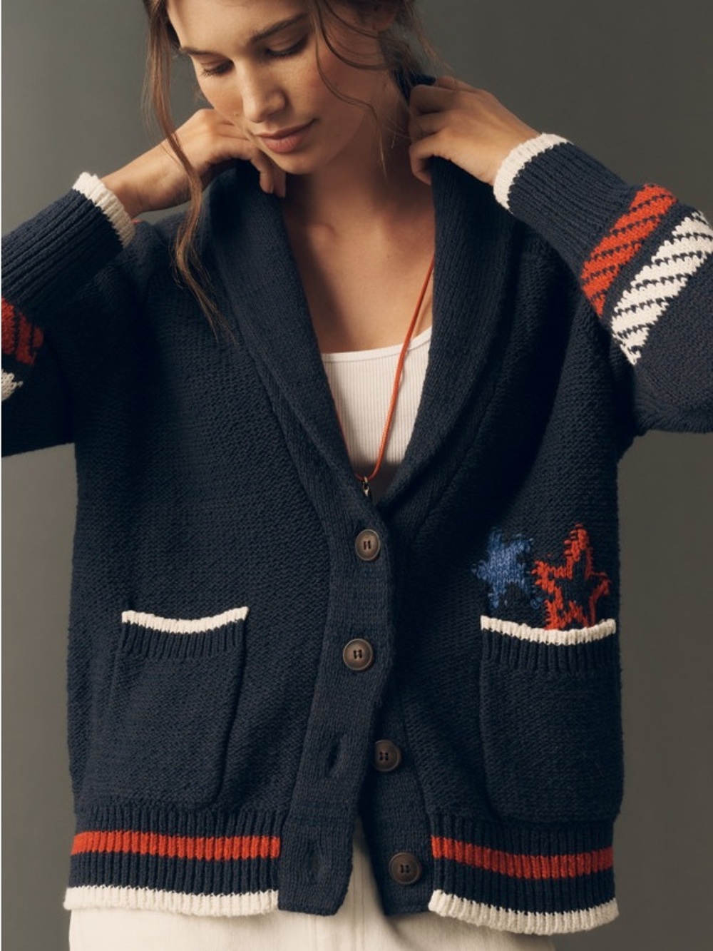 Anthropologie Maeve Sailboat Knit Cardigan in Navy Blue - Picture 2 of 6